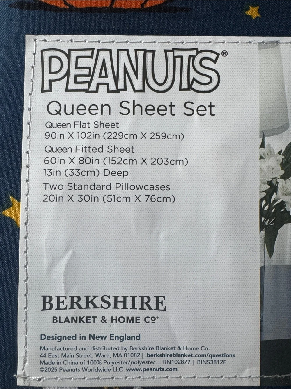 Peanuts Snoopy 4 piece Queen Sheet Set in Navy ,Pumpkin & Yellow Moon star print